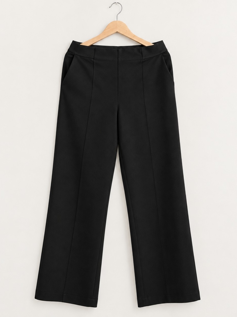 H by Halston Black High-Rise Wide-Leg Trousers Sz S Tailored Business Casual
